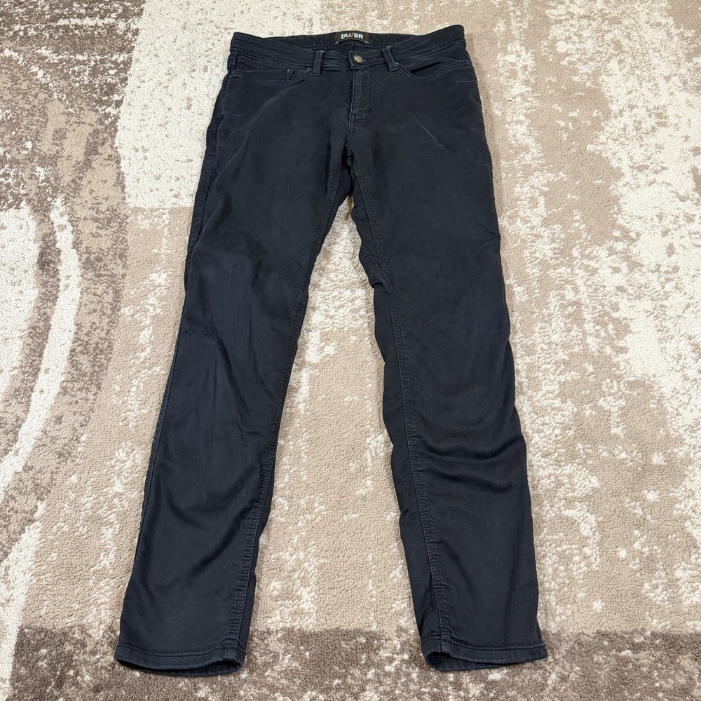 Duer Pants Mens 33x32 N2X Slim Relaxed Taper 5 Pocket Stretch Black DU/ER